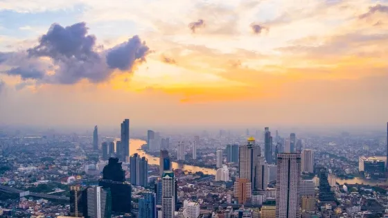 Skyline of Bangkok and Chaophraya river