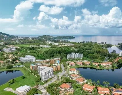Laguna Aster Phuket luxury condo - aerial view of condo and Laguna