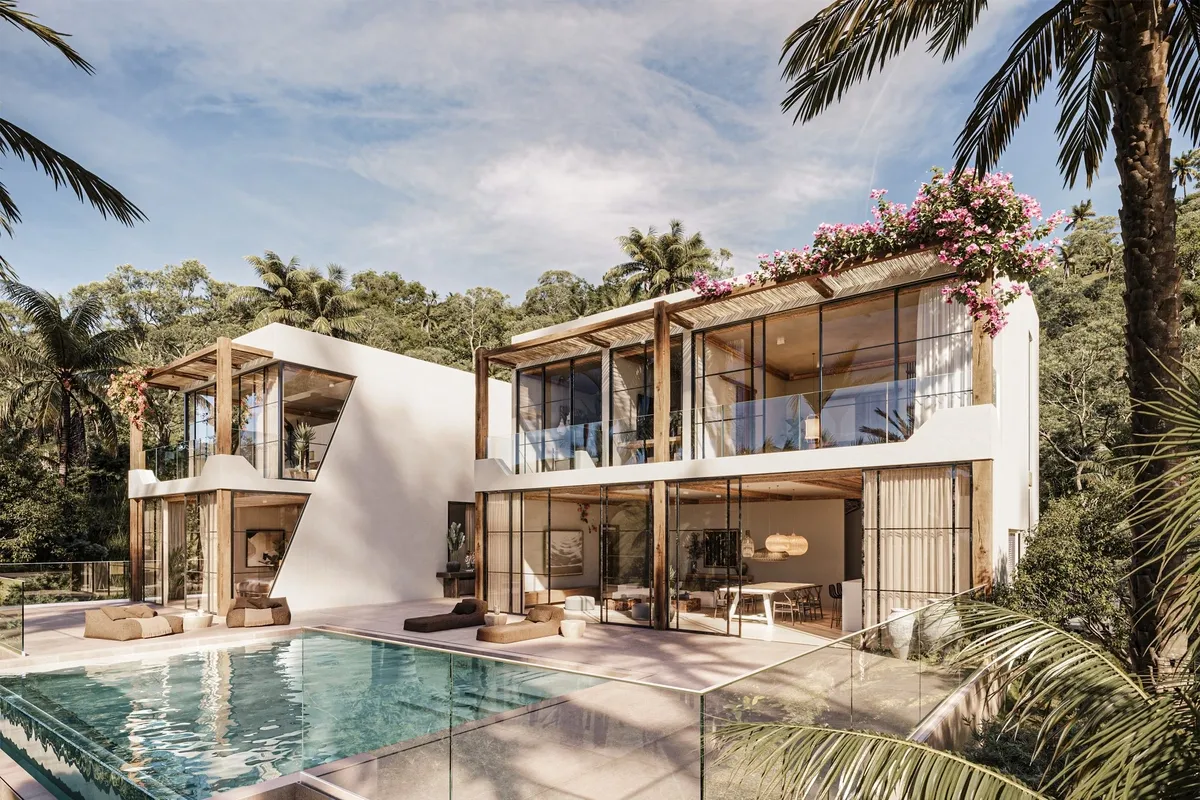 Chandra Samui designer villas - villa exterior pool angle