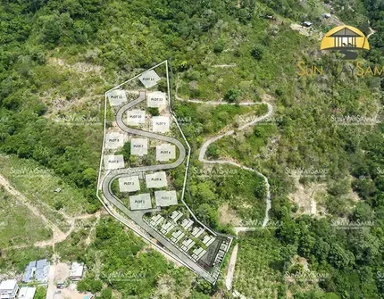 Chandra Samui designer villas - drone view of masterplan