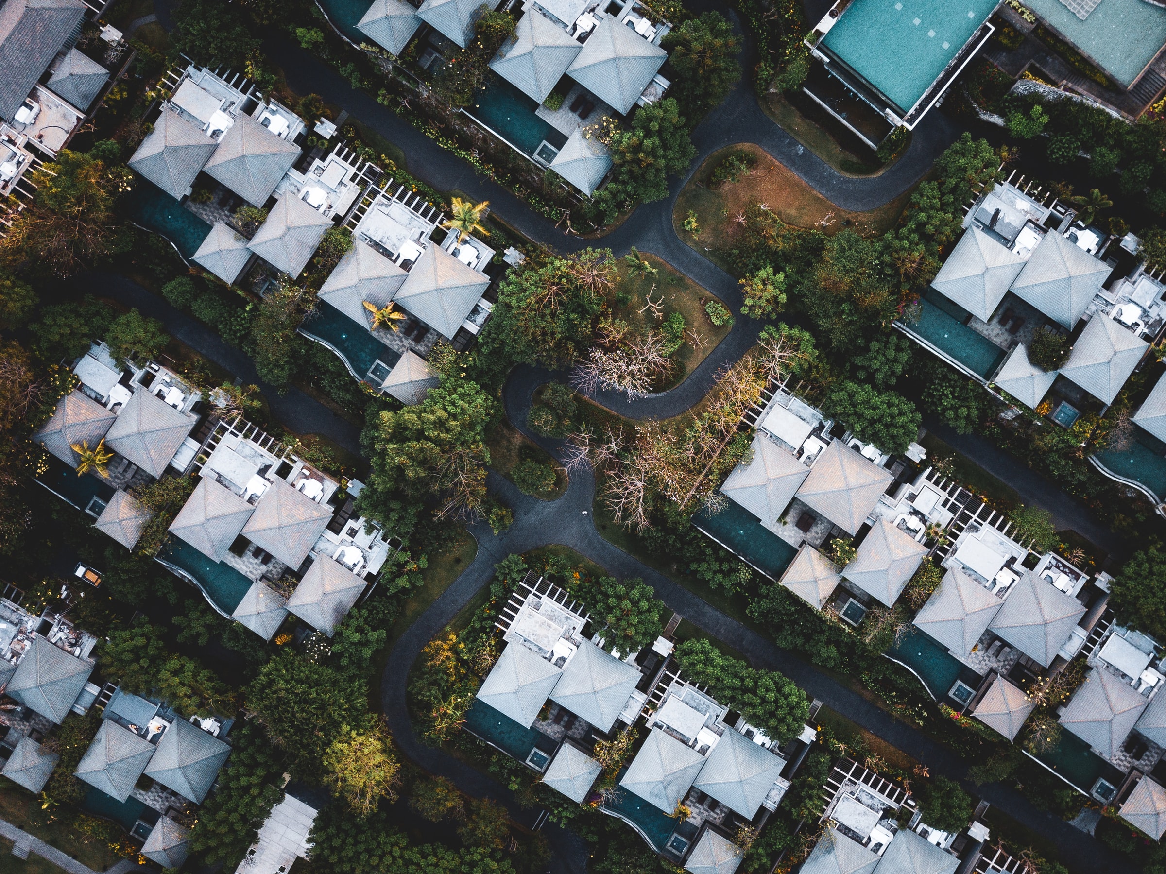 Tropical villas aerial view