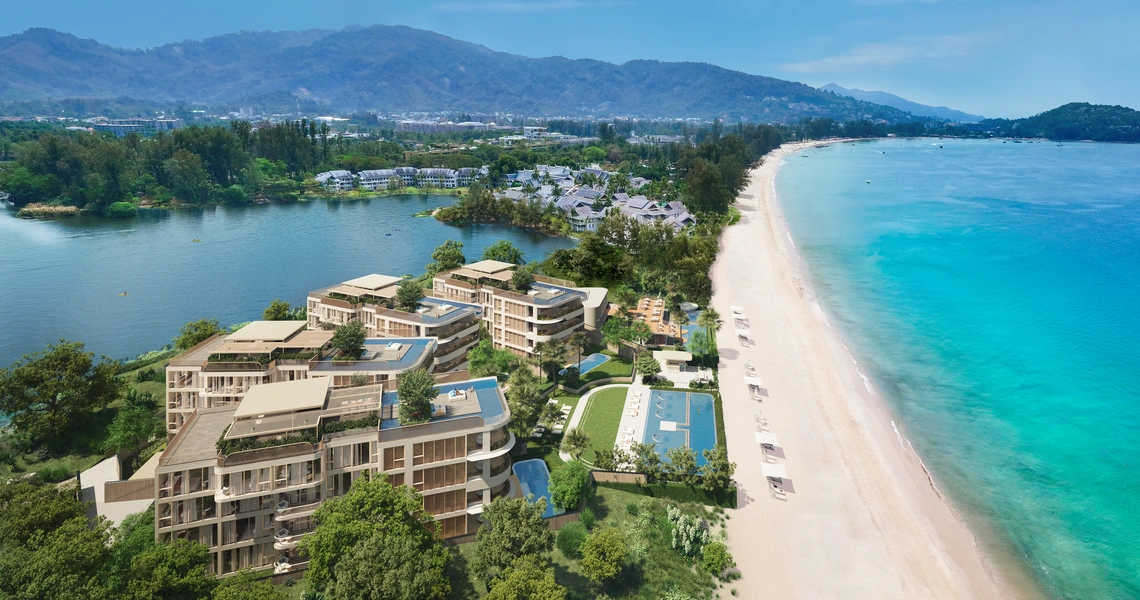 Banyan Tree Beach Residences Oceanus - aerial view of the building and the sea