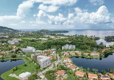 Laguna Aster Phuket luxury condo - aerial view of condo and Laguna