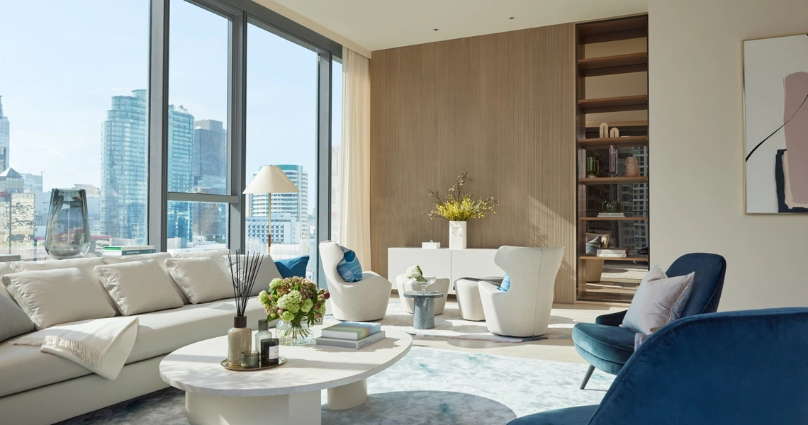 Scope Langsuan ultraluxury Bangkok condo - 2-bedroom living room