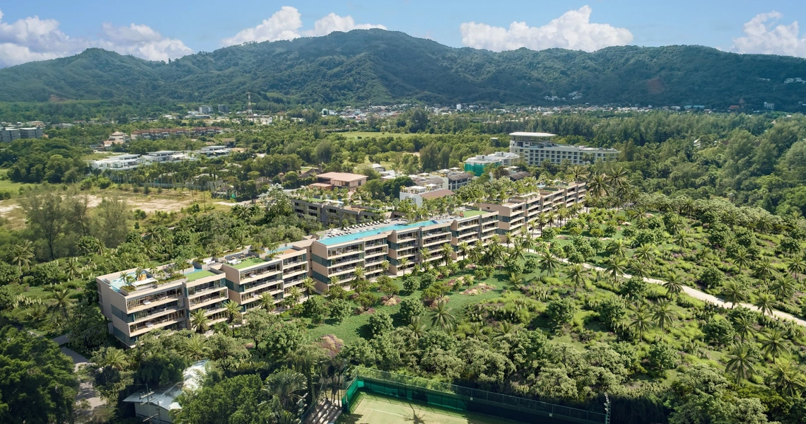 Condominium on Phuket Laguna Beachside roof top aerial