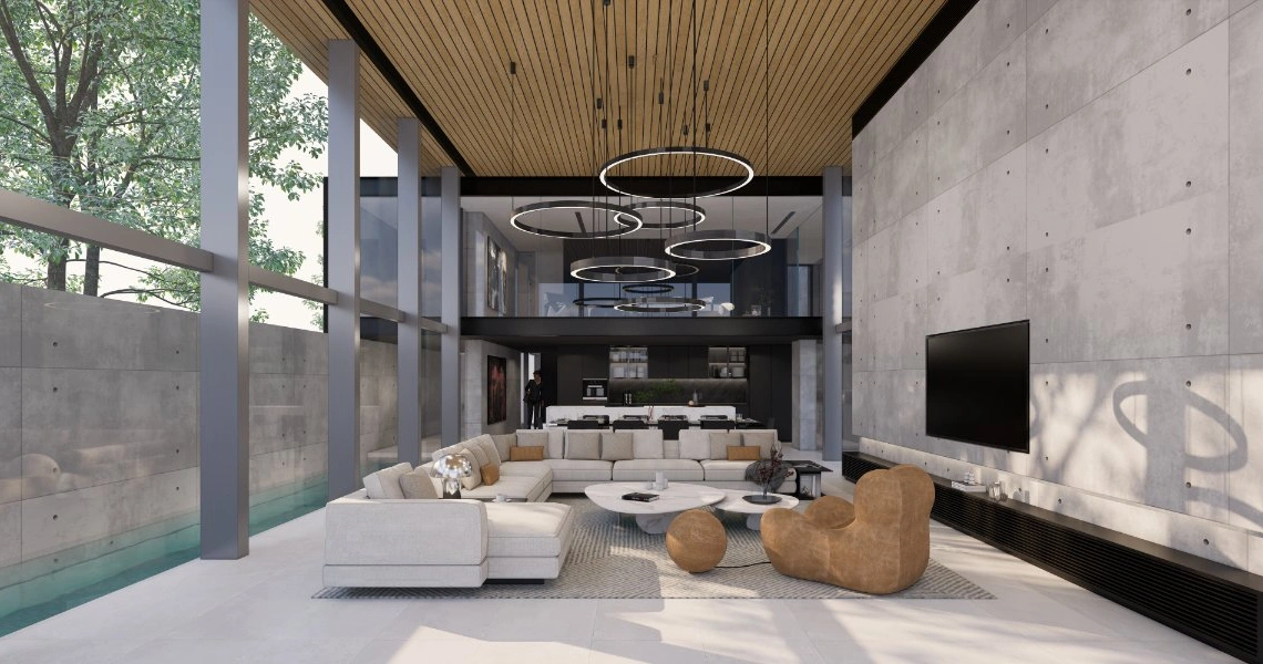 Sea Theatre Rawai Beachfront - living room and kitchen