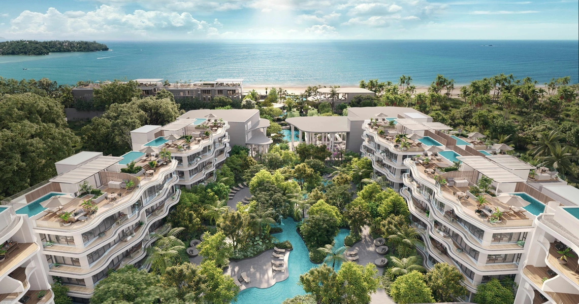 Garrya Residences Phuket beachfront resort - aerial view on resort and sea