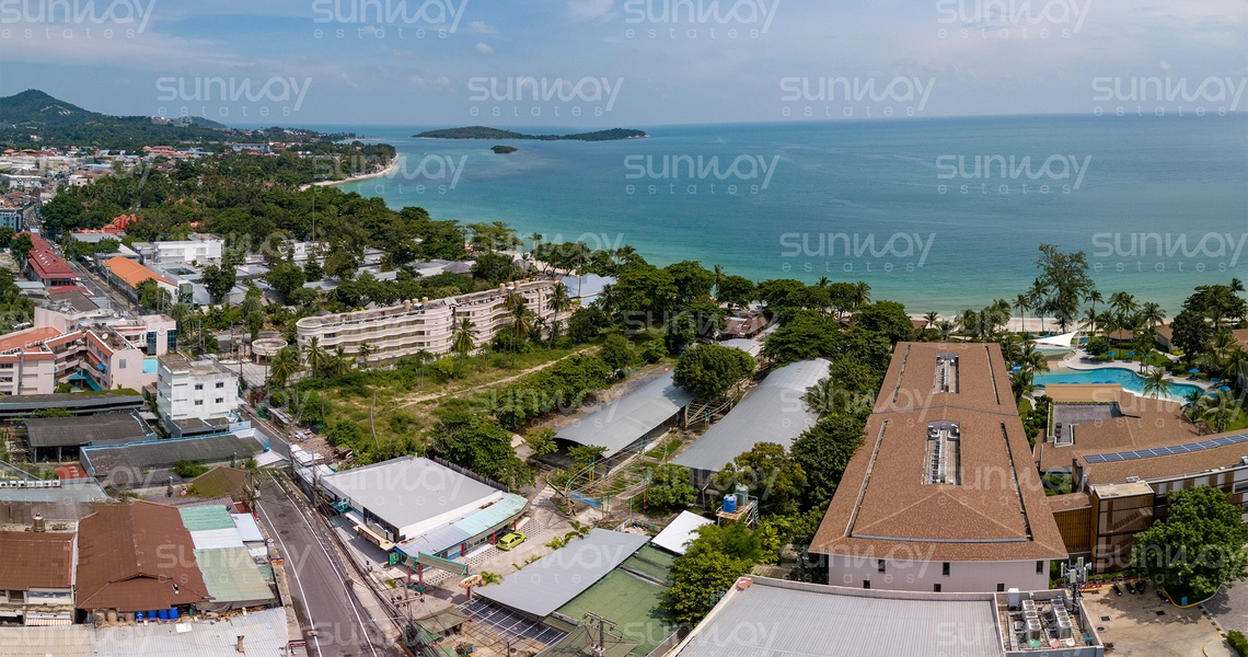 None Land Plot on Samui Beach front land for sale drone view