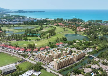 Laguna Golf Residences Hibiscus - aerial view on condo, golf and sea