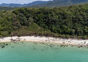 None Land Plot on Samui Unique 27 Rai oceanfront land drone view