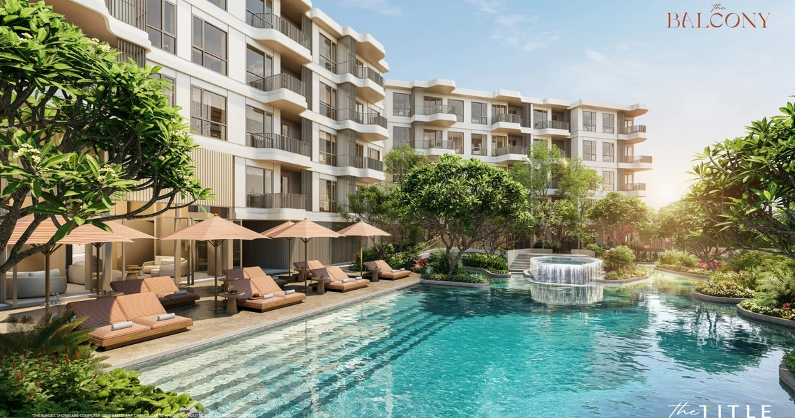 The Balcony beachfront condo Phuket - pool deck and buildings