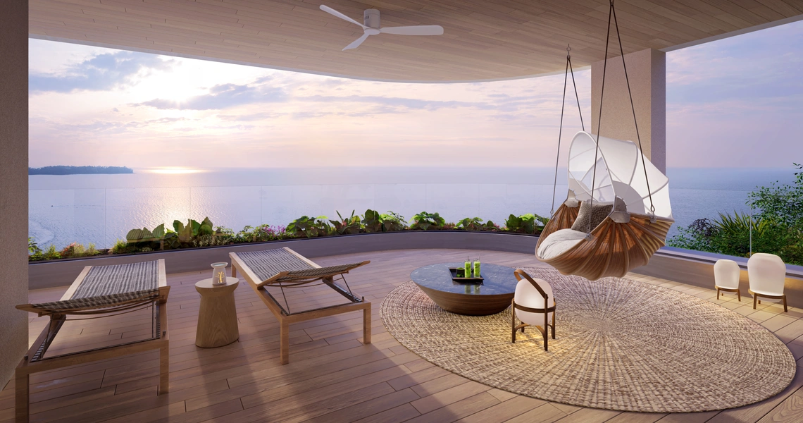 Banyan Tree Beach Residences Oceanus - Balvony sunset time
