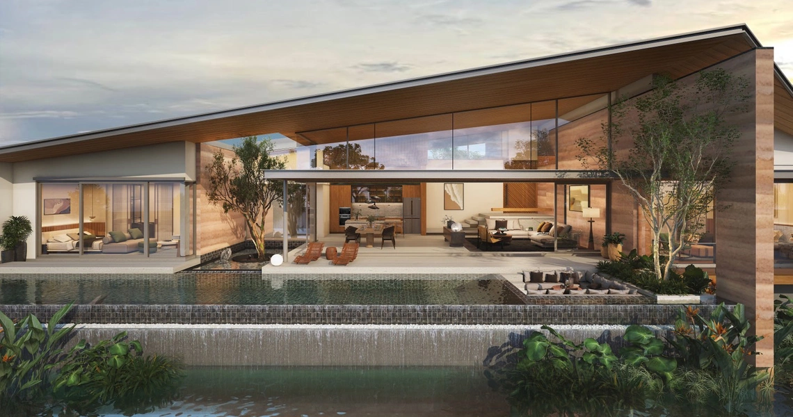 SERRANA Lakefront Pool Villas type a front view