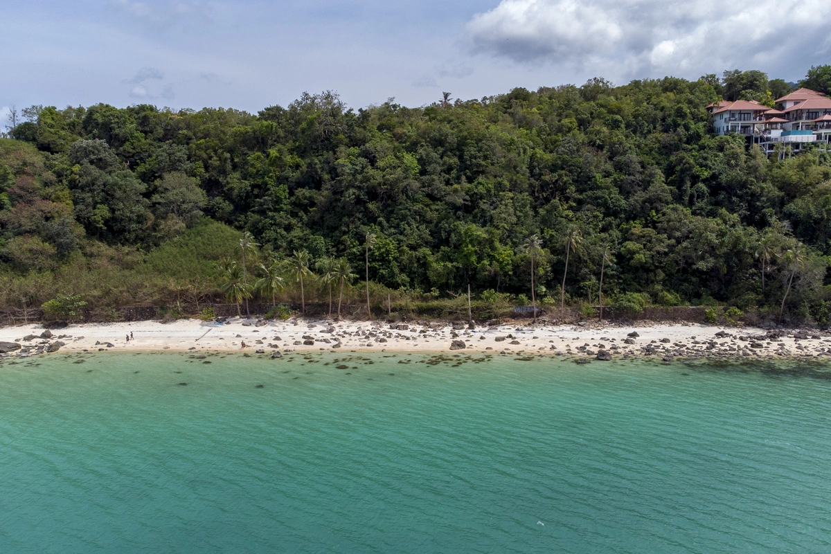 Land Plot on Samui Unique 27 Rai oceanfront land drone view