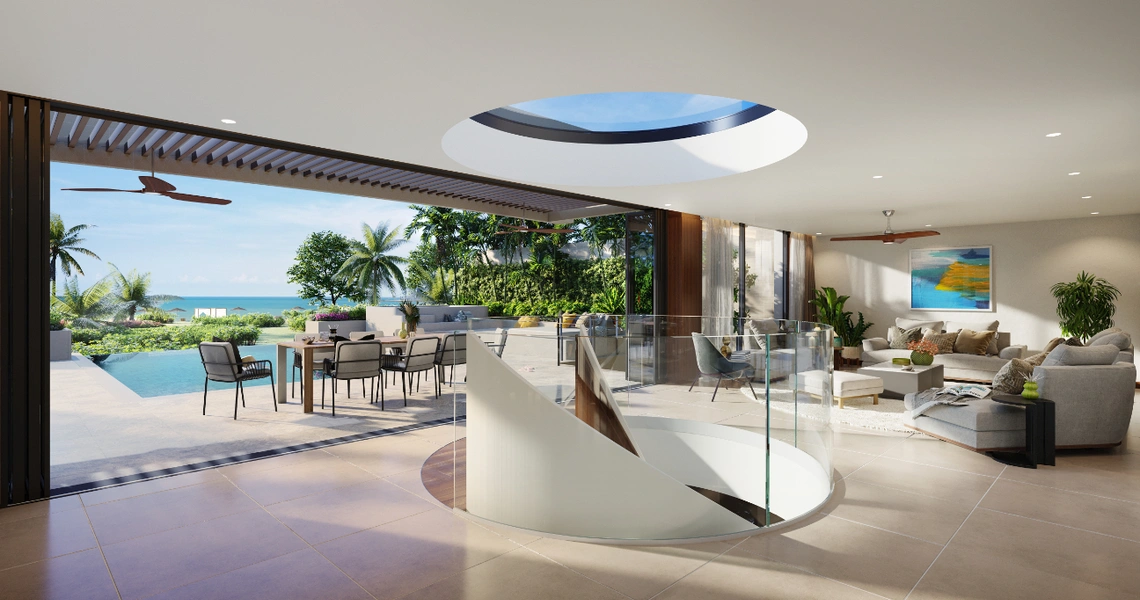 Banyan Tree Grand Residences - Oceanfront Villas -  upper level living room