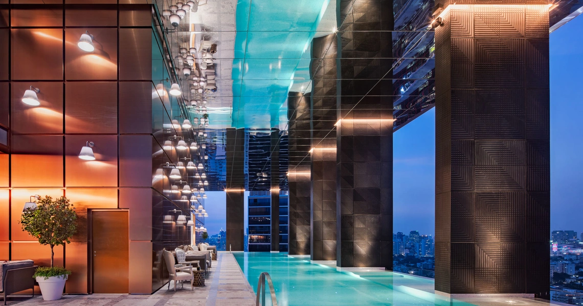 Khun by Yoo luxury condo in Bangkok pool and city
