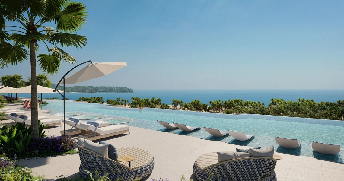 Condominium on Phuket Laguna Beachside rooftop swimming pool