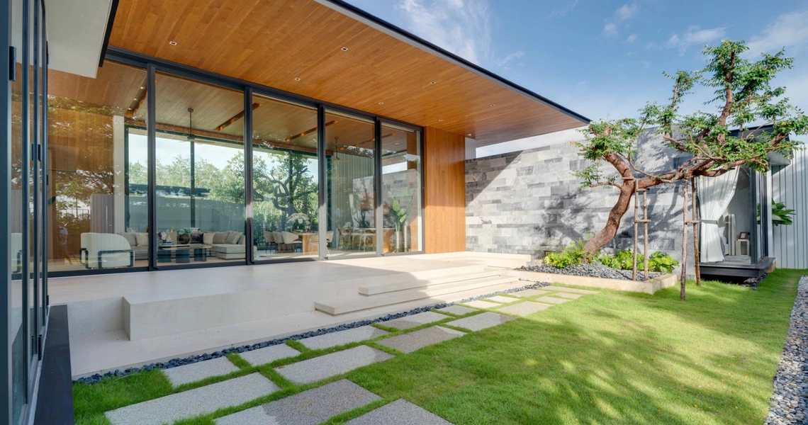 Botanica Montazure luxury villas Phuket - living room as seen from outside
