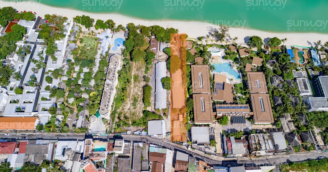 None Land Plot on Samui Beach front land for sale drone view