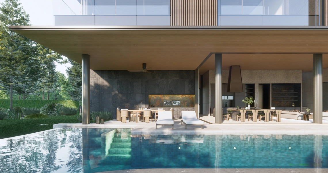 Anann Villas - pool and kitchen