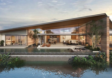 SERRANA Lakefront Pool Villas type a front view