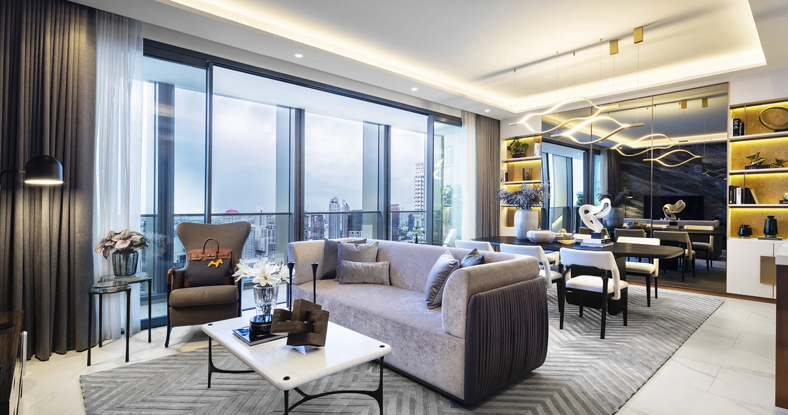 The Estelle Phrom Phong Luxury Bangkok Condo 2 Bedroom Living Room