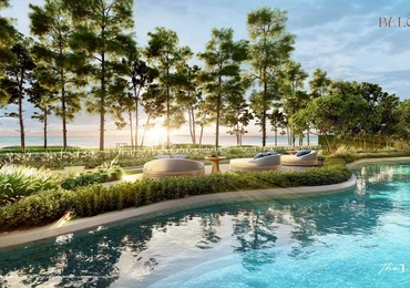 The Balcony beachfront condo Phuket - sun beds overlooking Nai Yang beach