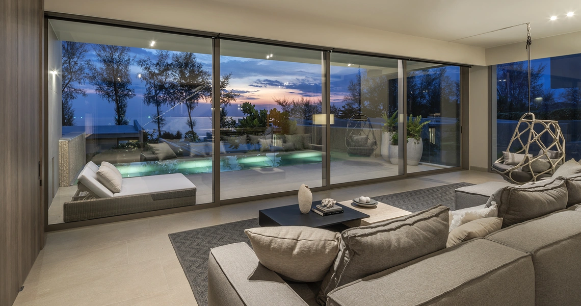 Veyla Natai beachfront villas sea villa night view