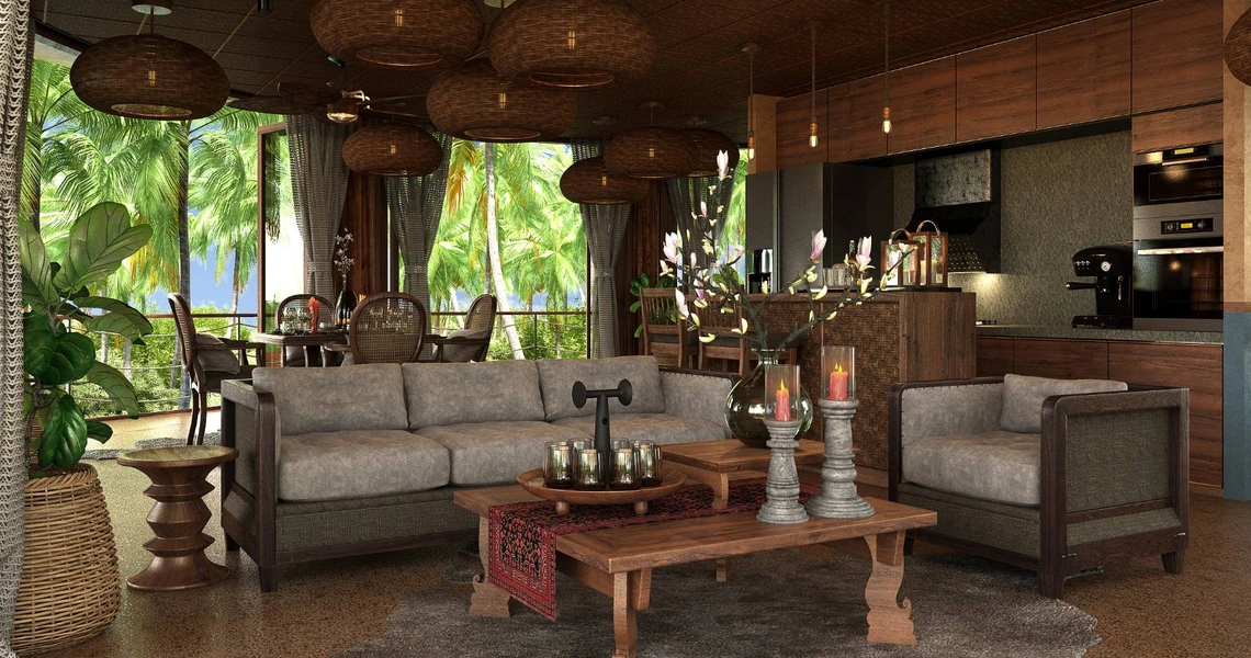 None Kunkhao Tara Villas– Living Area