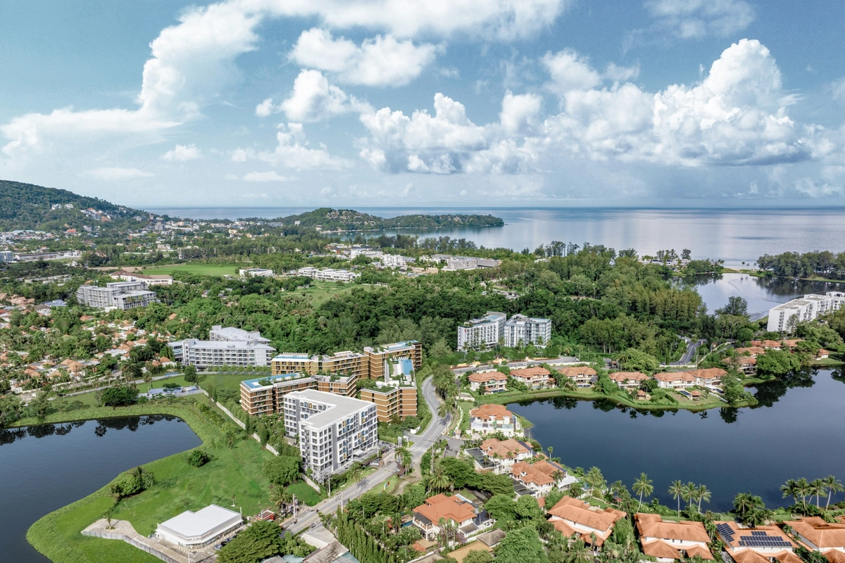 Laguna Aster Phuket luxury condo - aerial view of condo and Laguna