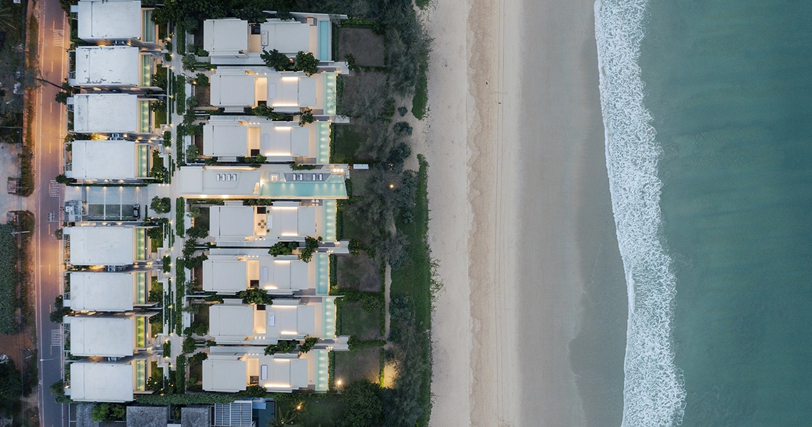 Veyla Natai beachfront villas bird eye