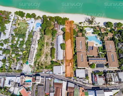 Land Plot on Samui Beach front land for sale drone view