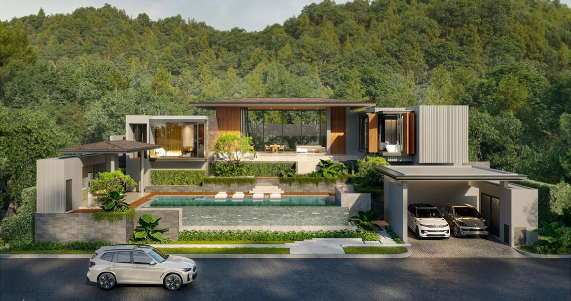 Botanica Montazure luxury villas Phuket - cascading villa front view