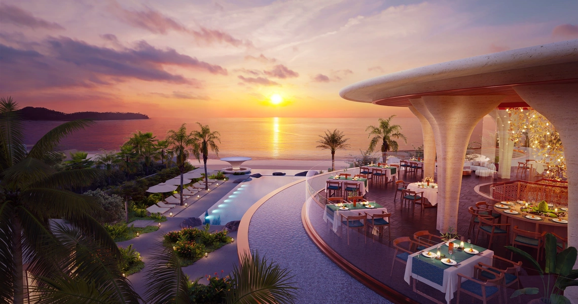 Garrya Residences Phuket beachfront resort - beach bar at the sunset