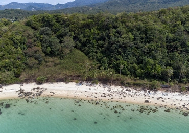 None Land Plot on Samui Unique 27 Rai oceanfront land drone view