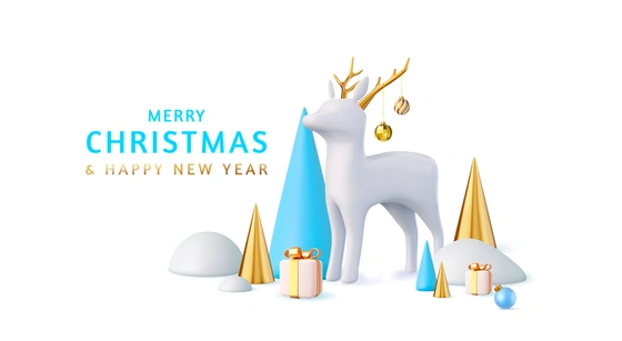 None Abstract depictions of a reindeer, Christmas trees and presents