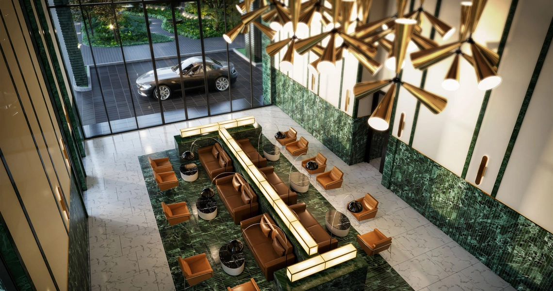 Noble Form Thonglor luxury high-rise - art-deco lobby