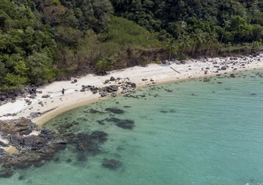 None Land Plot on Samui Unique 27 Rai oceanfront land drone view