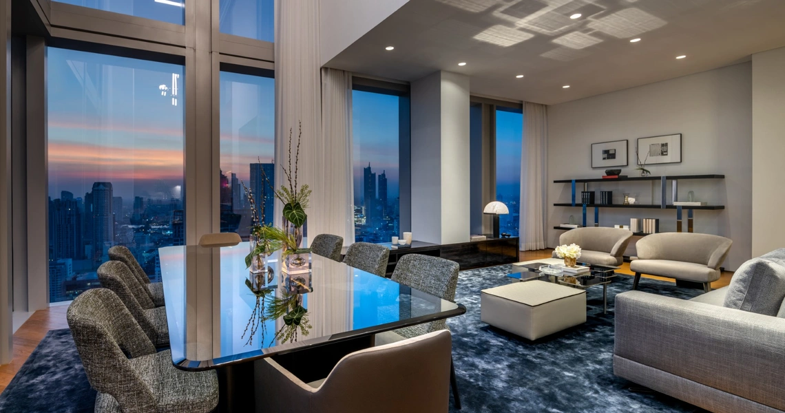 The Ritz-Carlton Residences Bangkok - duplex space with sunset city views