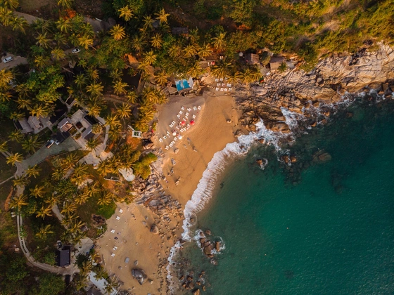None Aerial view of a bay on Phuket island