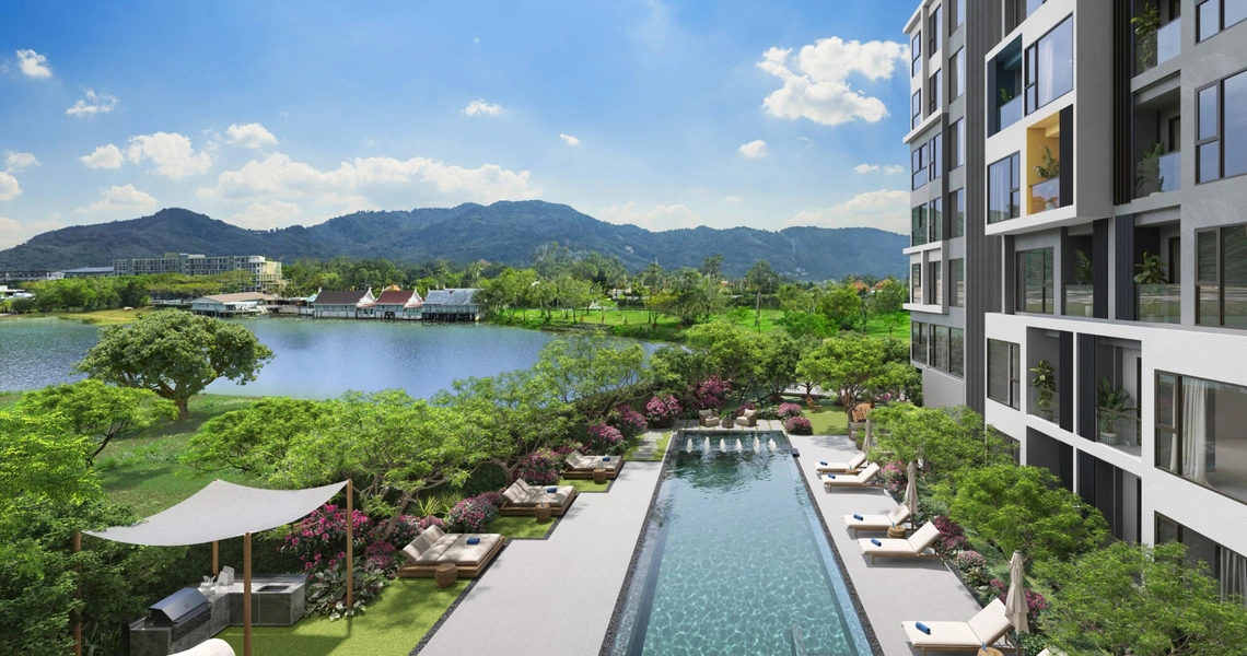 Laguna Lakeside premium Phuket condo - pool with lake views