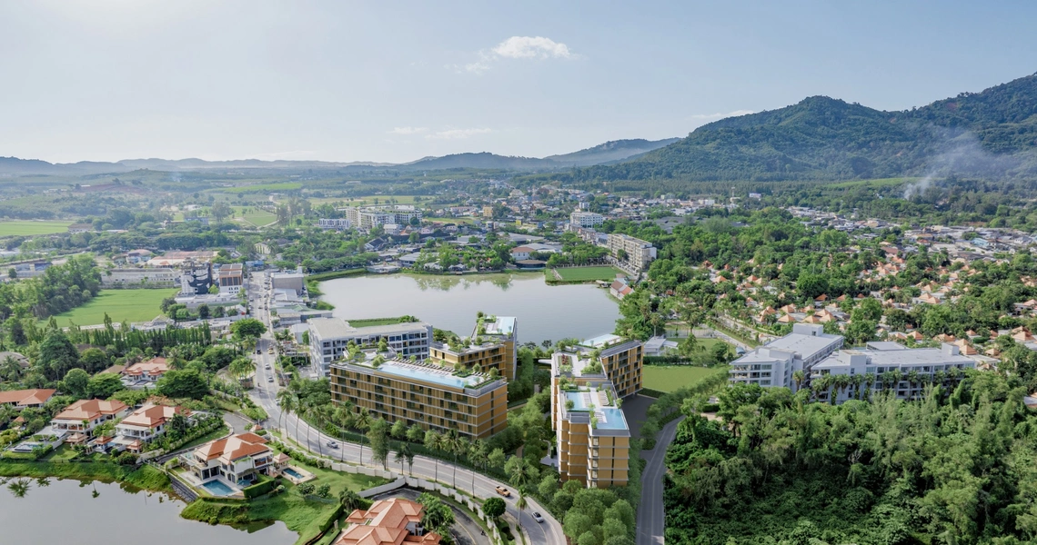 Laguna Aster Phuket luxury condo - aerial view of the buildings